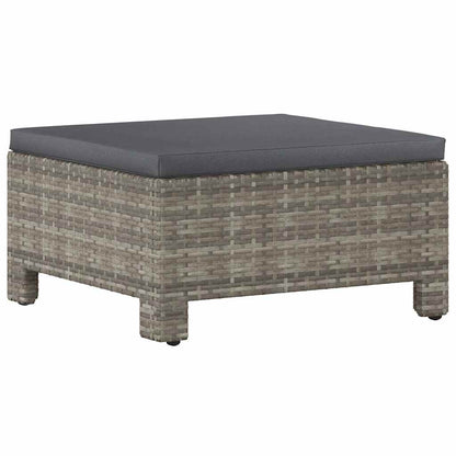 Poggiapiedi da giardino con cuscino grigio in polyrattan | homemem39