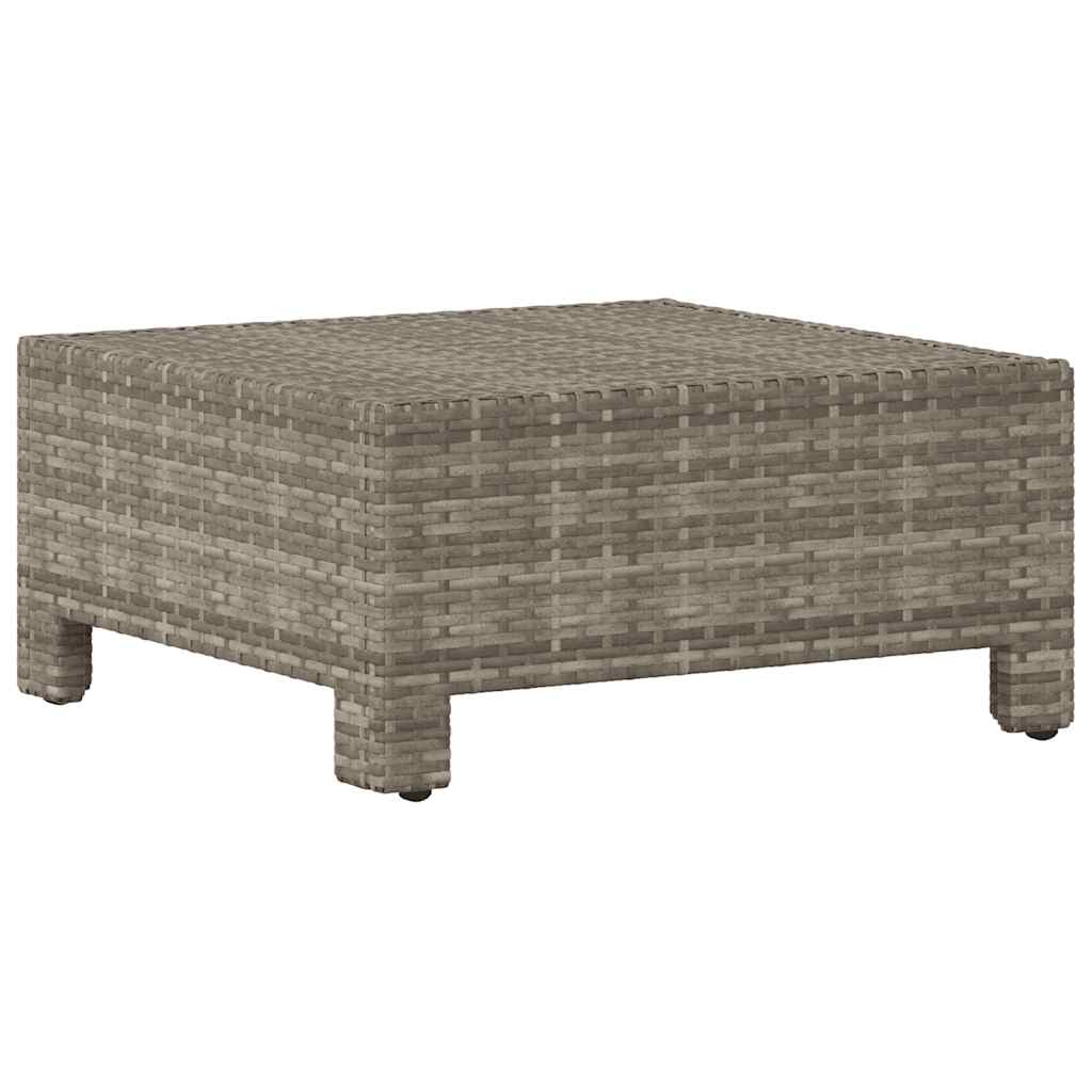 Poggiapiedi da giardino con cuscino grigio in polyrattan | homemem39
