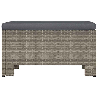 Poggiapiedi da giardino con cuscino grigio in polyrattan | homemem39