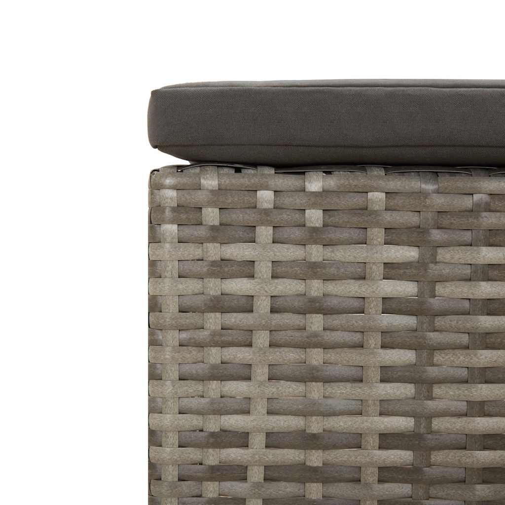 Poggiapiedi da giardino con cuscino grigio in polyrattan | homemem39