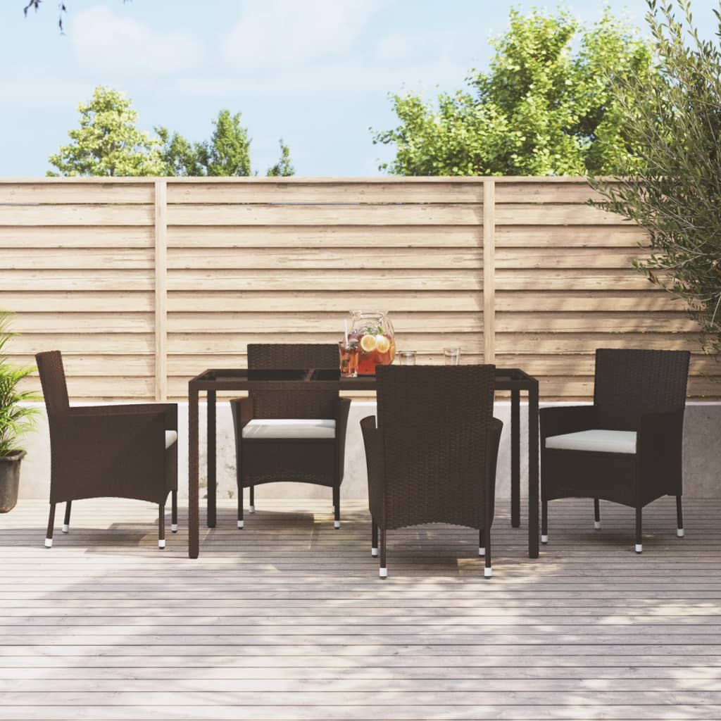 Sedie da giardino con cuscini 4 pz in polyrattan marrone (solo UK/IE/FI/NO) - homemem39