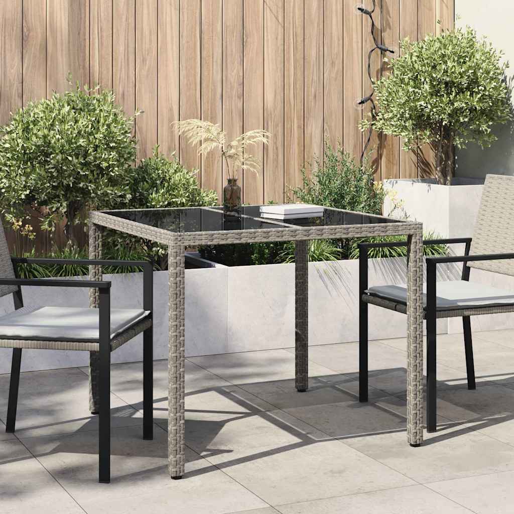 Tavolo da Giardino Grigio 90 x 90 x 75 cm polyrattan | homemem39