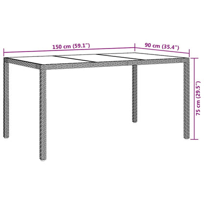 Tavolo da Pranzo da Giardino Nero 150 x 90 x 75 cm polyrattan