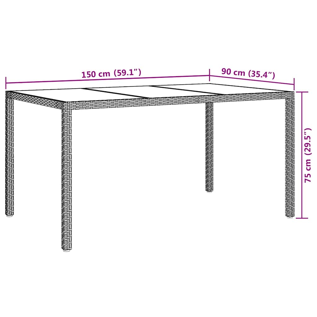 Tavolo da Pranzo da Giardino Bianco 150 x 90 x 75 cm polyrattan