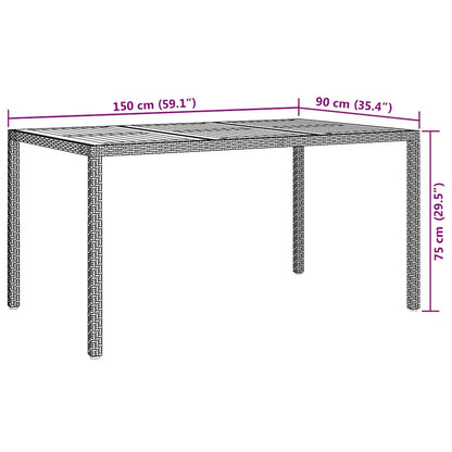 Tavolo da Giardino Grigio 150 x 90 x 75 cm polyrattan