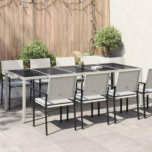 Tavolo Giardino Bianco 250x100x75 cm Polyrattan Vetro Temperato | homemem39