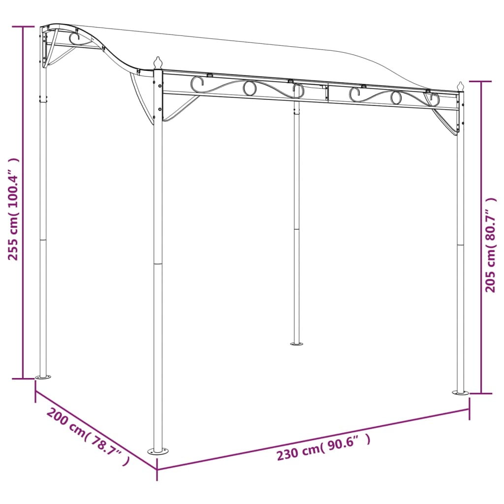 Tettoia Antracite 2x2,3 m 180 g/m² Tessuto e Acciaio | homemem39