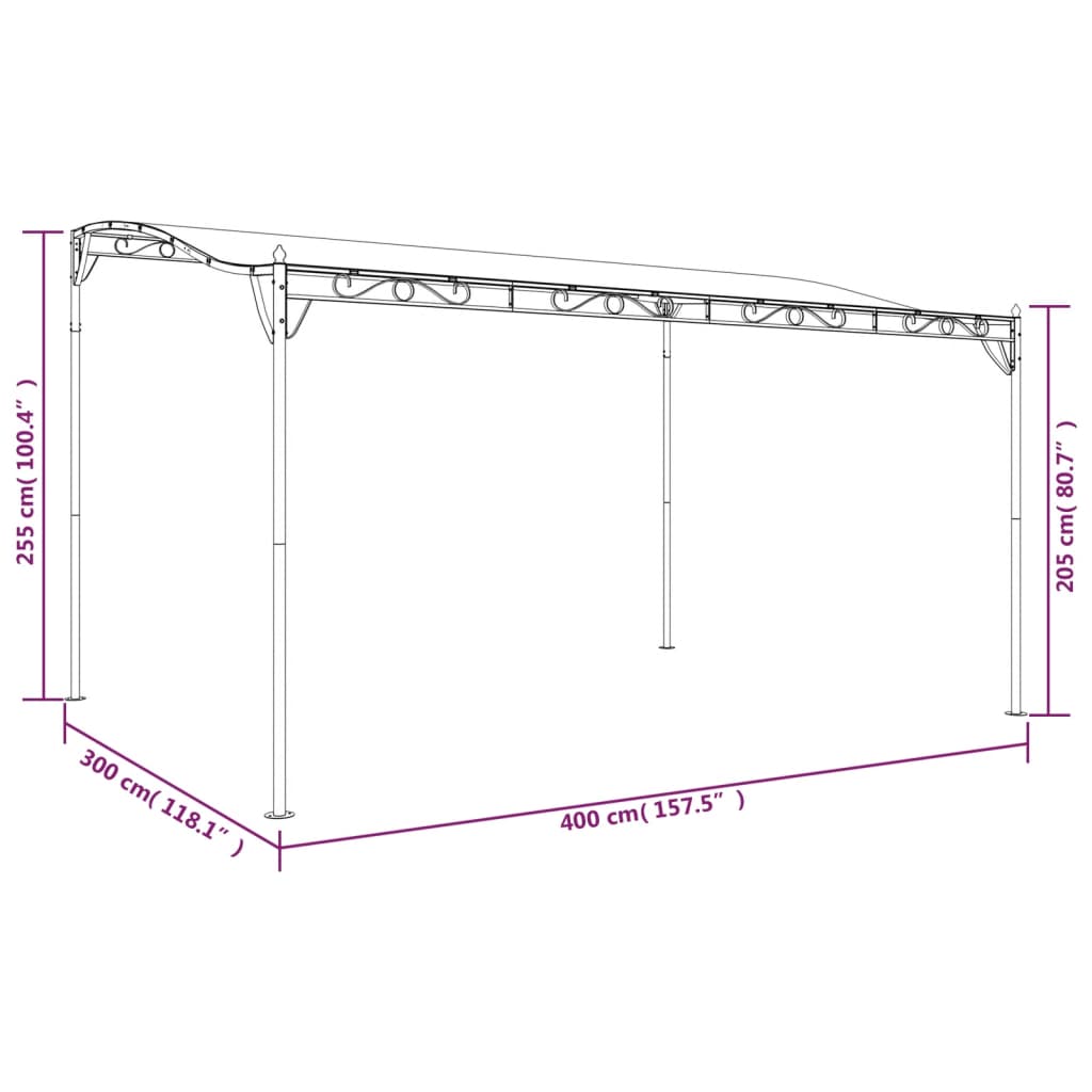 Tettoia Tortora 4x3 m 180 g/m² Tessuto e Acciaio - homemem39