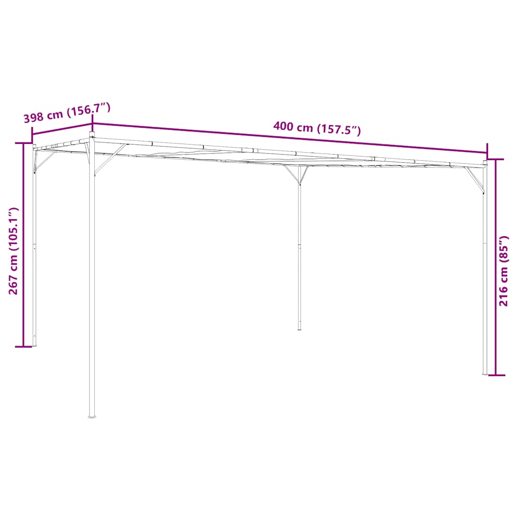 Gazebo Antracite 4x4 m 180 g/m² Tessuto e Acciaio - homemem39