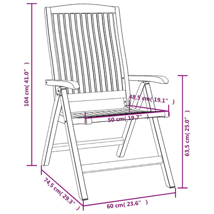 Sedie da Giardino Reclinabili 4 pz in Legno Massello di Teak