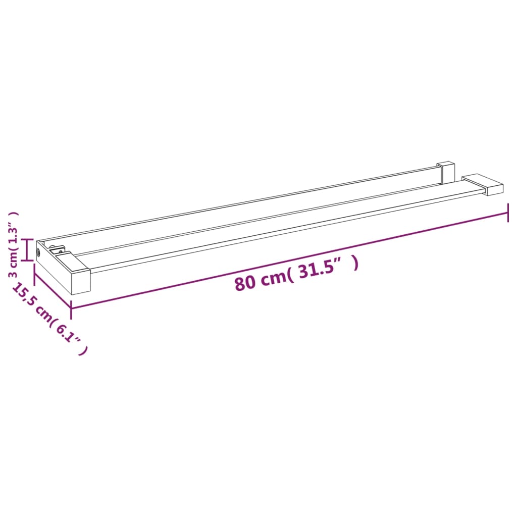 Mensola Doccia per Parete Doccia Walk-in Cromo 80 cm Alluminio