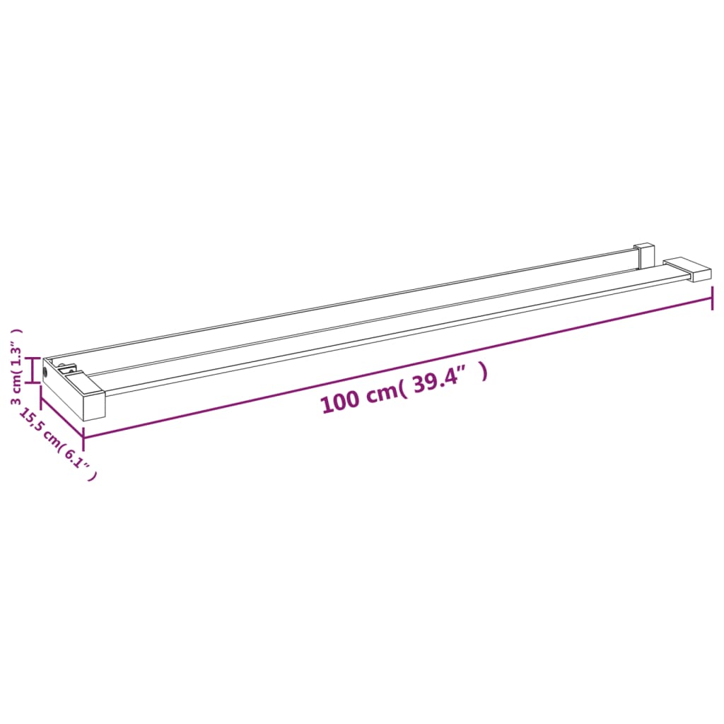 Mensola Doccia per Parete Doccia Walk-in Cromo 100 cm Alluminio