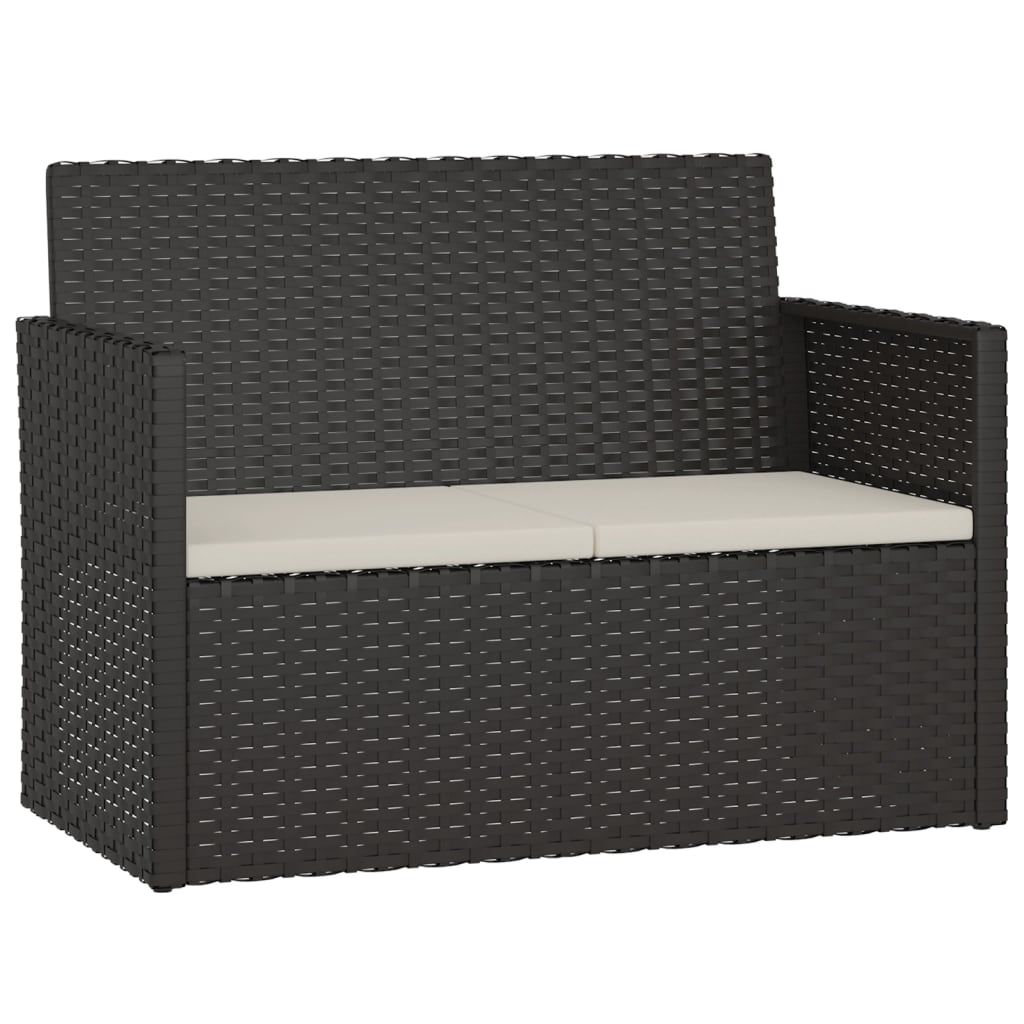 Panca da Giardino con Cuscini Nera 105 cm in Polyrattan | homemem39