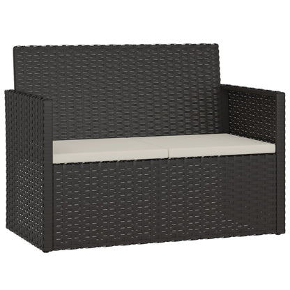 Panca da Giardino con Cuscini Nera 105 cm in Polyrattan | homemem39