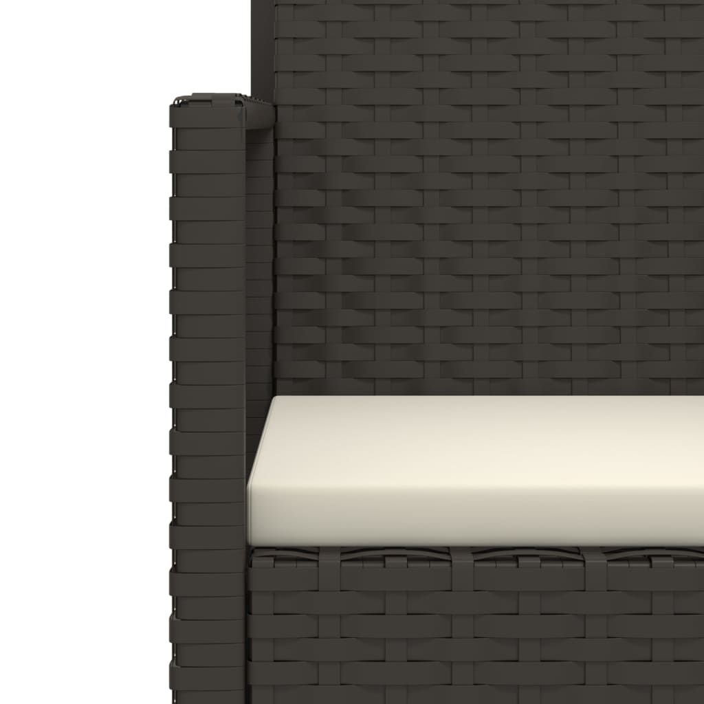 Panca da Giardino con Cuscini Nera 105 cm in Polyrattan | homemem39