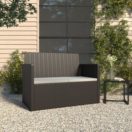 Panca da Giardino con Cuscini Nera 105 cm in Polyrattan | homemem39