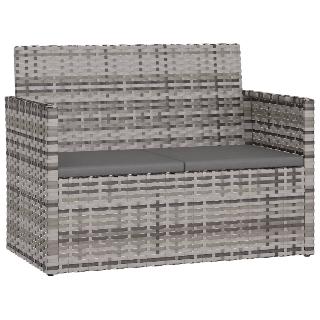 Panca da Giardino con Cuscini Grigia 105 cm in Polyrattan | homemem39