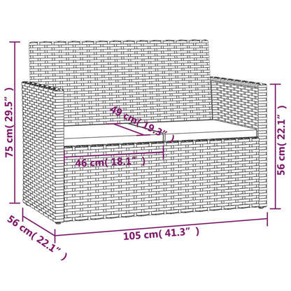 Panca da Giardino con Cuscini Grigia 105 cm in Polyrattan | homemem39
