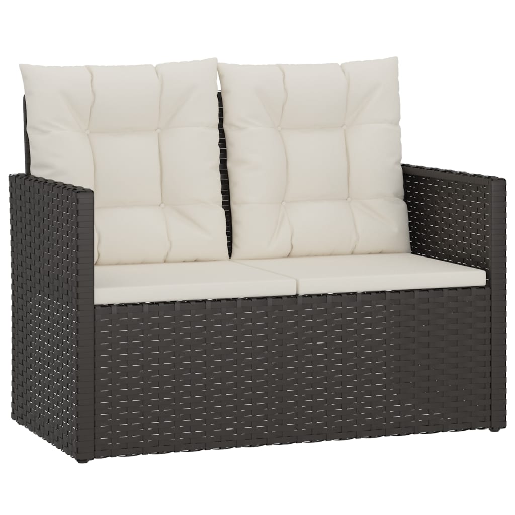 Panca da Giardino con Cuscini Nera 105 cm in Polyrattan | homemem39