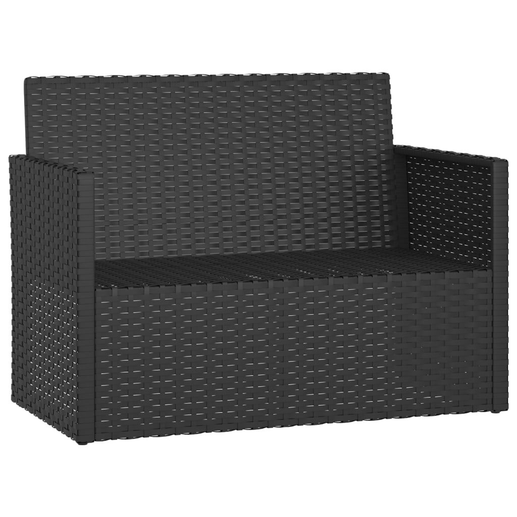 Panca da Giardino con Cuscini Nera 105 cm in Polyrattan | homemem39