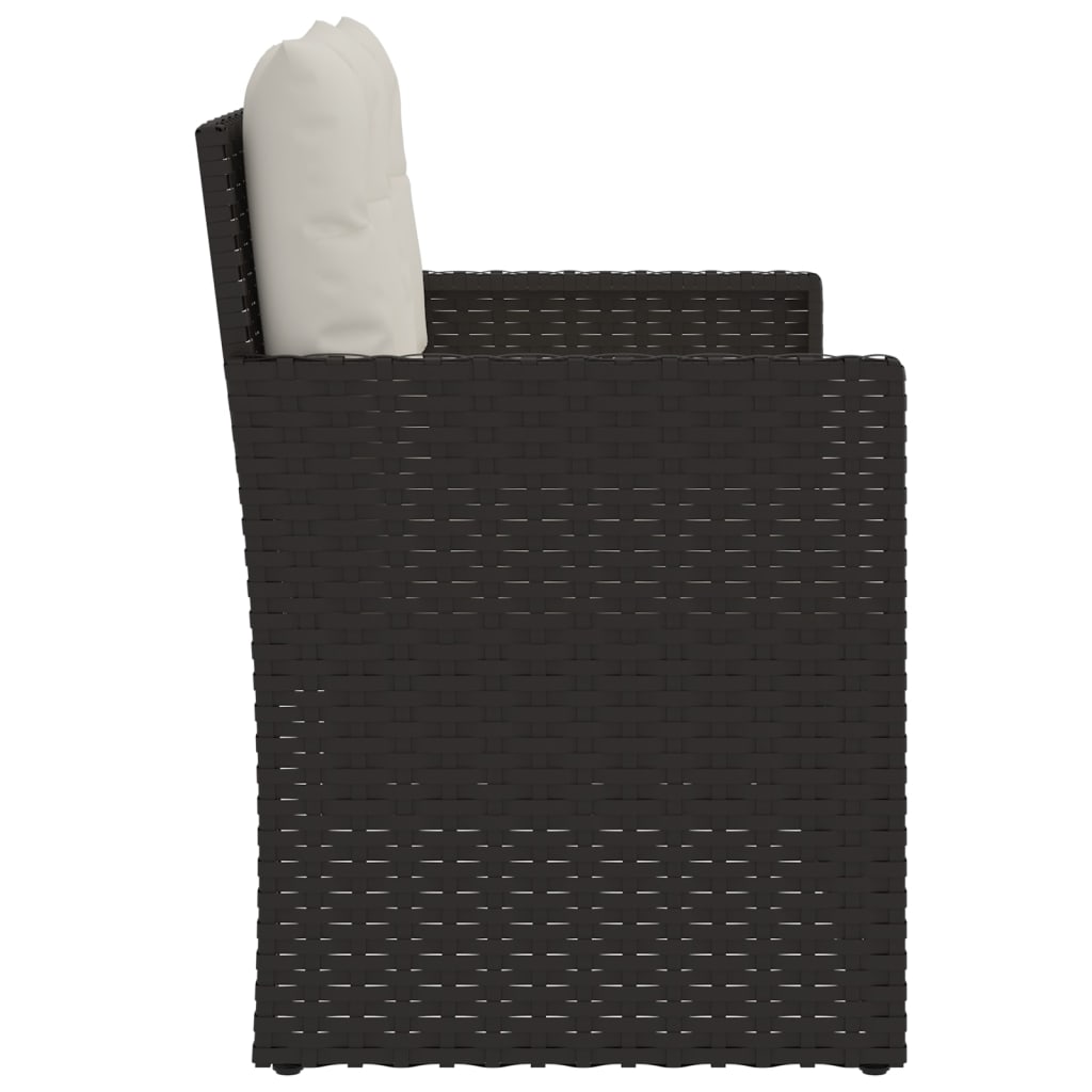 Panca da Giardino con Cuscini Nera 105 cm in Polyrattan | homemem39