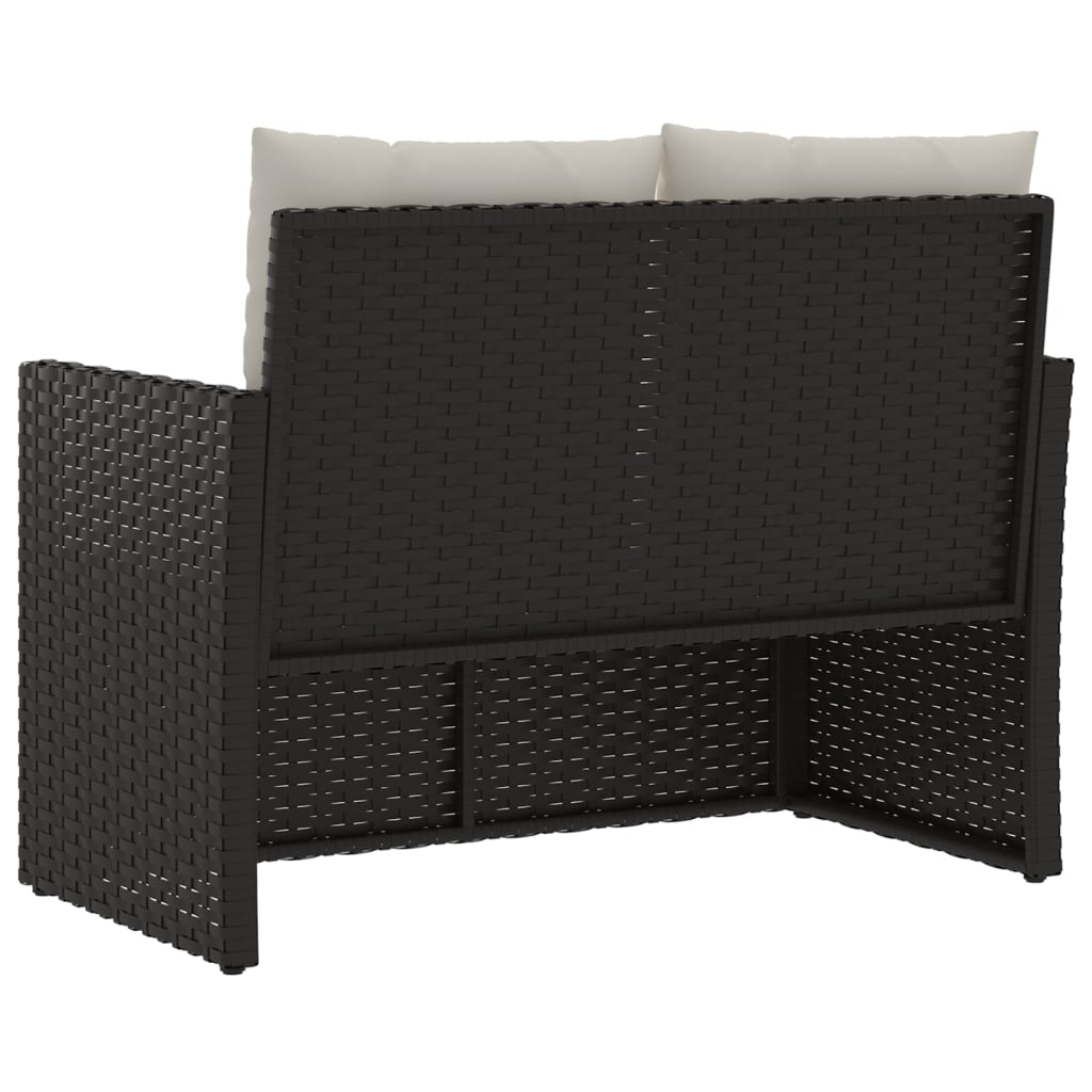 Panca da Giardino con Cuscini Nera 105 cm in Polyrattan | homemem39
