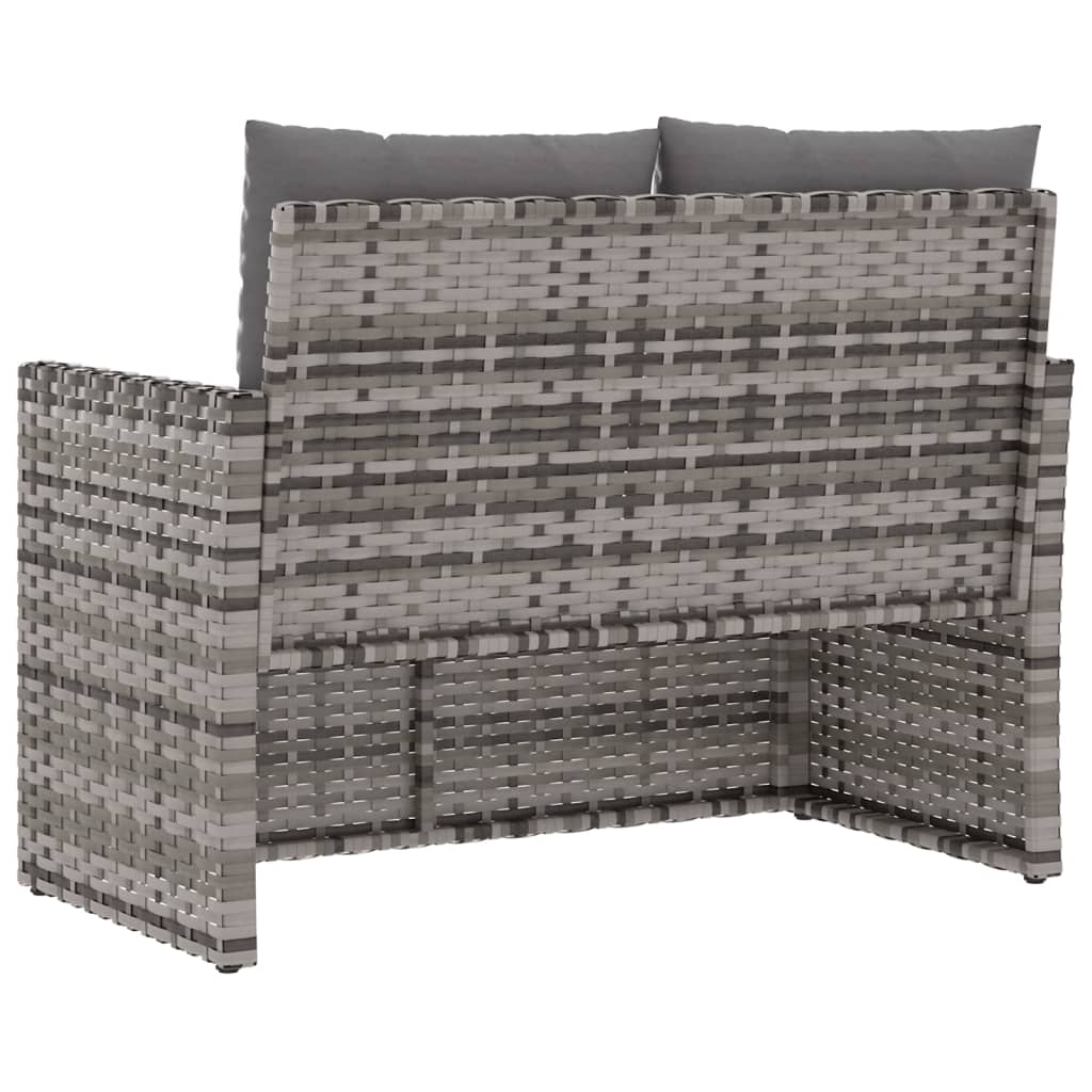 Panca da Giardino con Cuscini Grigia 105 cm in Polyrattan | homemem39