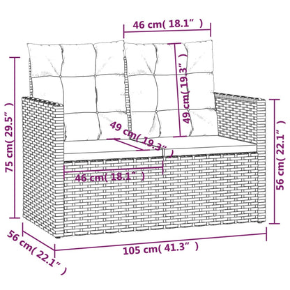 Panca da Giardino con Cuscini Grigia 105 cm in Polyrattan | homemem39