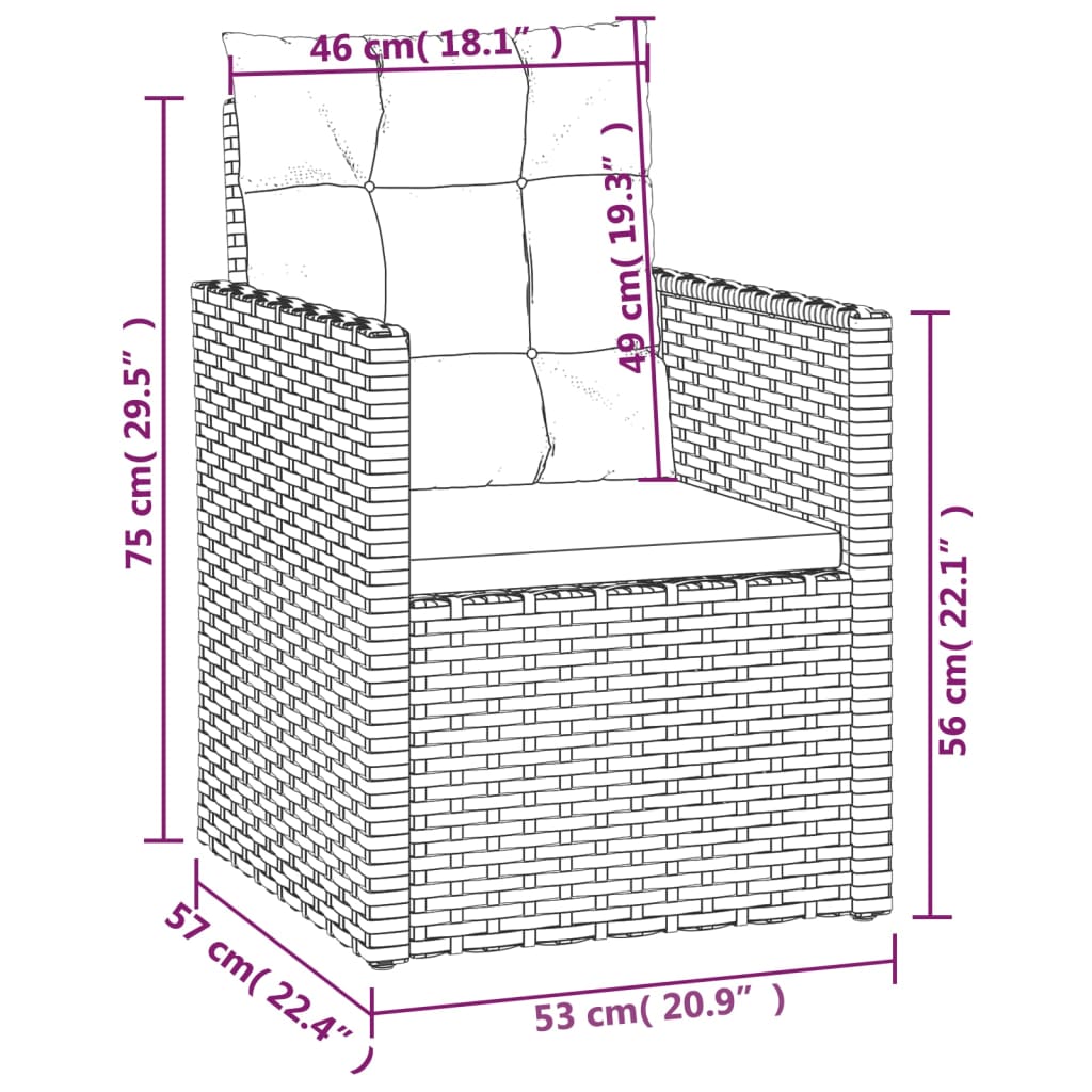 Poltrona da Giardino con Cuscini Grigia in Polyrattan | homemem39