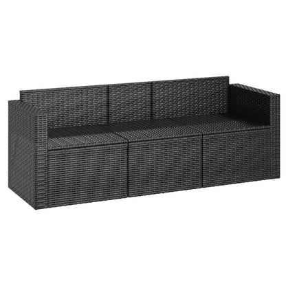 Divano da Giardino a 3 Posti con Cuscini Nero in Polyrattan - homemem39