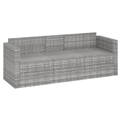 Divano da Giardino a 3 Posti con Cuscini in Polyrattan Grigio - homemem39