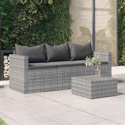 Divano da Giardino a 3 Posti con Cuscini in Polyrattan Grigio - homemem39