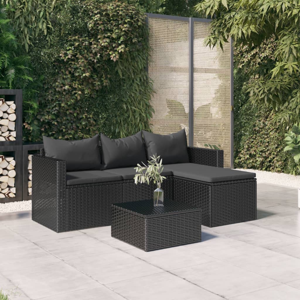 Set Divani da Giardino Nero in Polyrattan - homemem39