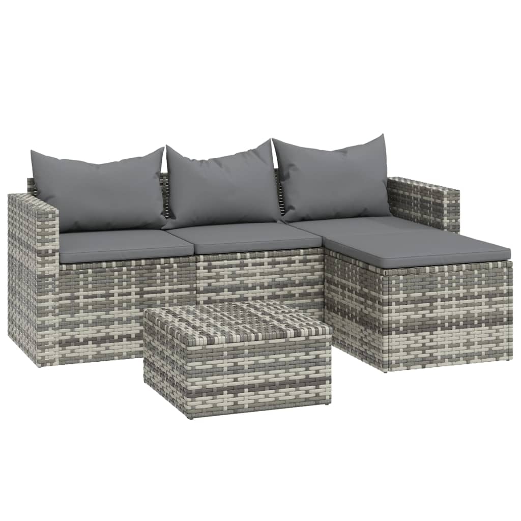 Set Divani da Giardino 3 pz con Cuscini in Polyrattan Grigio - homemem39