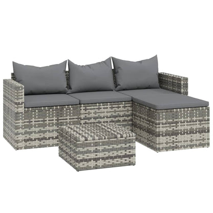 Set Divani da Giardino 3 pz con Cuscini in Polyrattan Grigio - homemem39