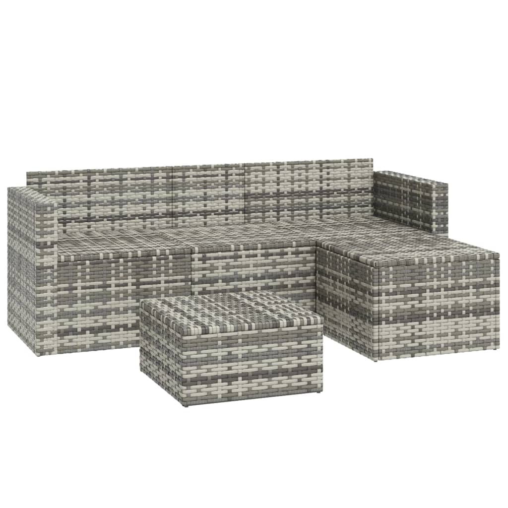 Set Divani da Giardino 3 pz con Cuscini in Polyrattan Grigio - homemem39