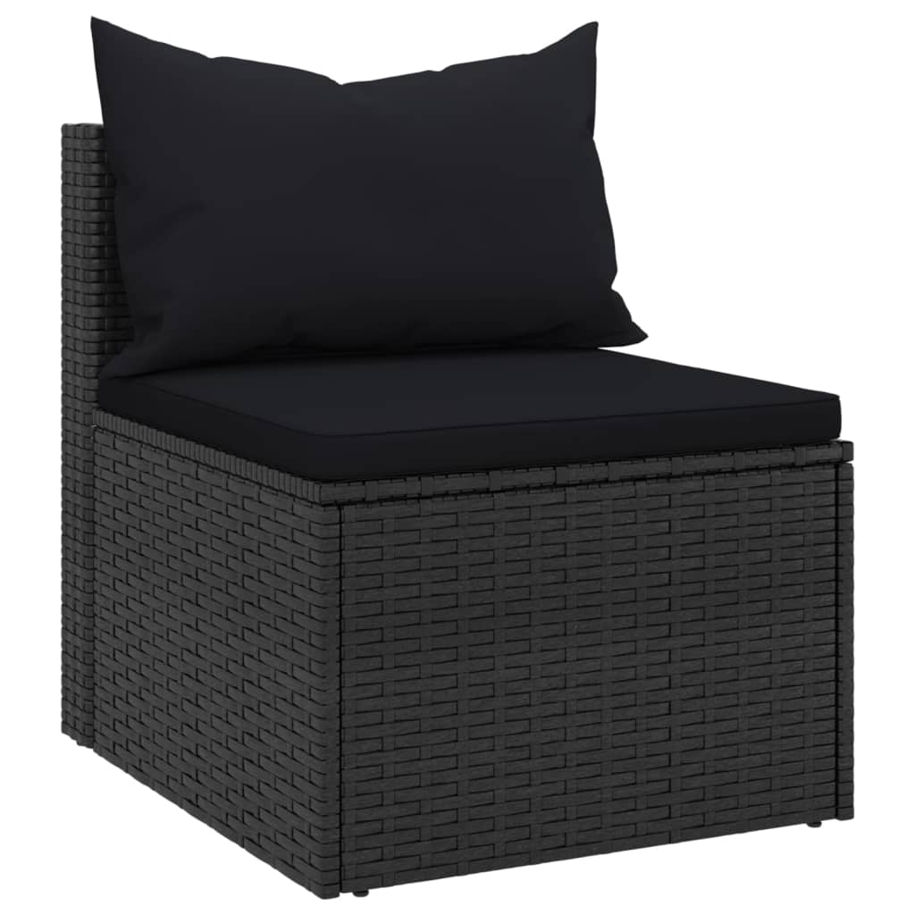 Divani Centrali da Giardino con Cuscini 2pz in Polyrattan Nero | homemem39