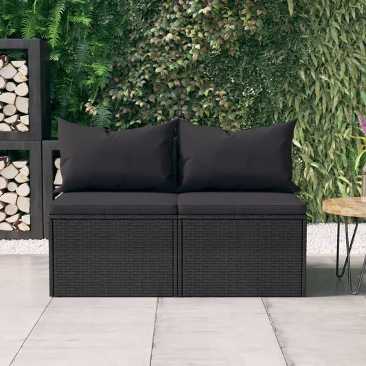 Divani Centrali da Giardino con Cuscini 2pz in Polyrattan Nero | homemem39
