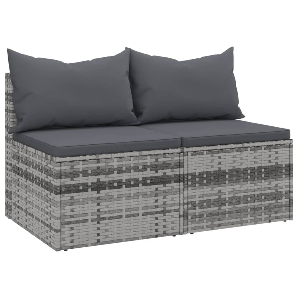 Divani Centrali da Giardino con Cuscini 2pz Polyrattan Grigio - homemem39