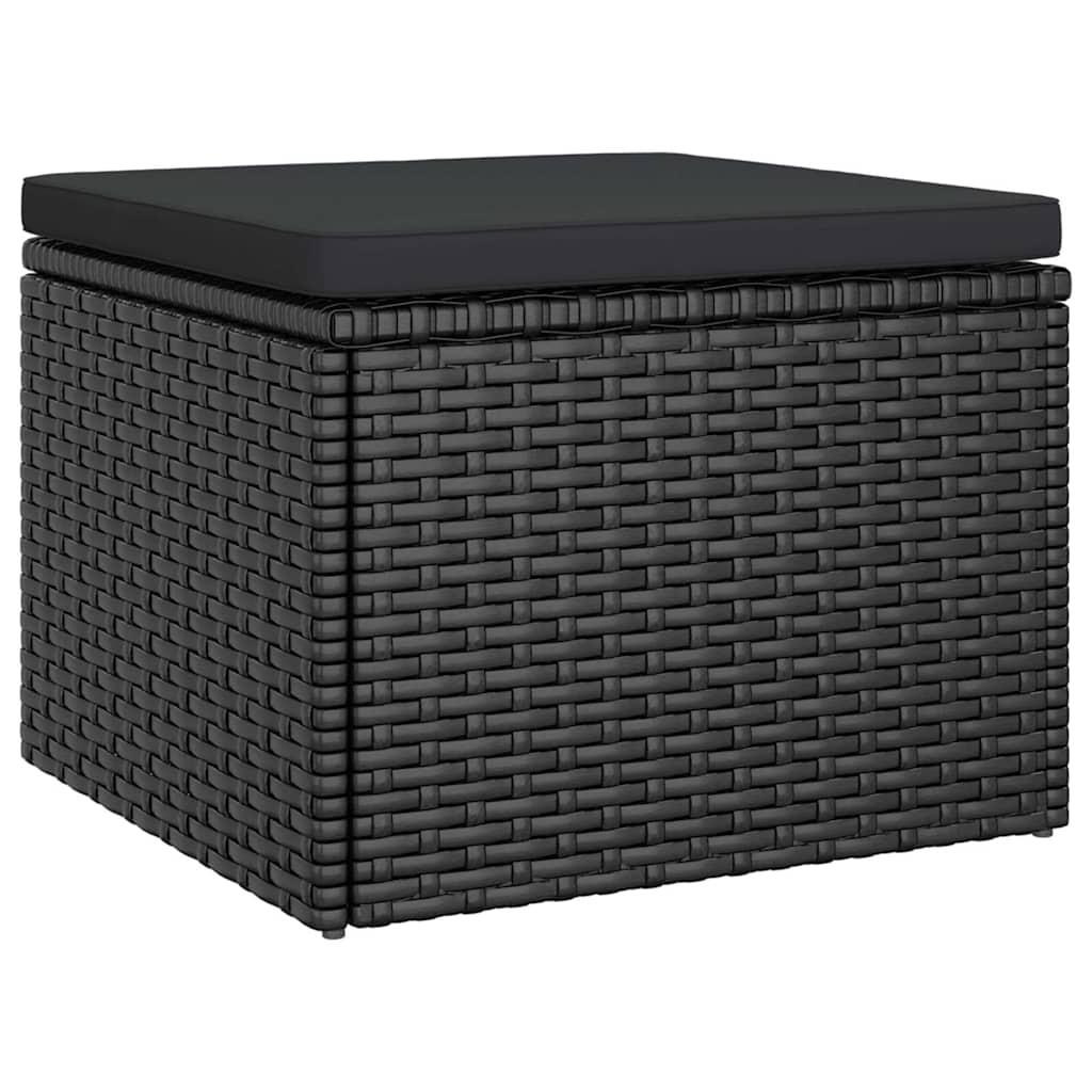 Divano Giardino 3 Posti con Tetto e Poggiapiedi Nero Polyrattan - homemem39