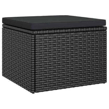 Divano Giardino 3 Posti con Tetto e Poggiapiedi Nero Polyrattan - homemem39