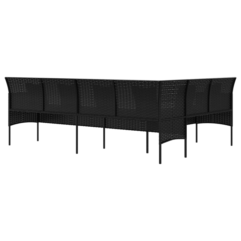 Divano da Giardino a L con Cuscini Nero in Polyrattan | homemem39