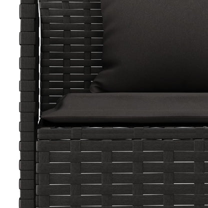 Divano da Giardino a L con Cuscini Nero in Polyrattan | homemem39