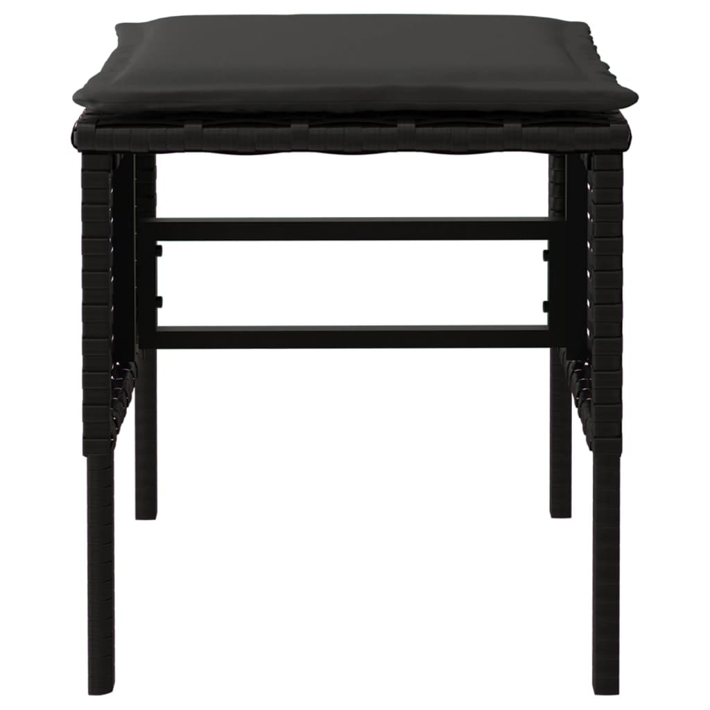Poggiapiedi da Giardino con Cuscini 4pz Nero in Polyrattan - homemem39