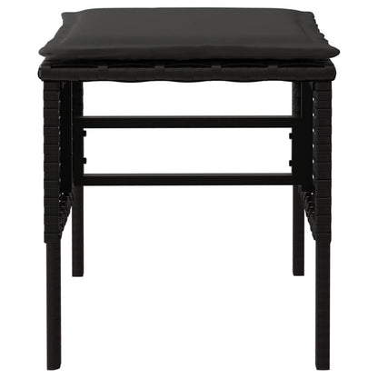 Poggiapiedi da Giardino con Cuscini 4pz Nero in Polyrattan - homemem39