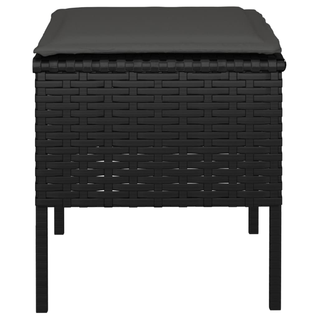 Poggiapiedi da Giardino con Cuscini 4pz Nero in Polyrattan - homemem39