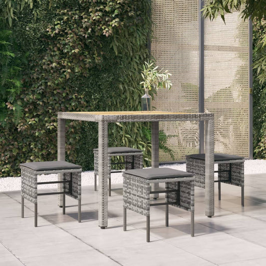 Poggiapiedi da Giardino con Cuscini 4pz Grigio in Polyrattan | homemem39
