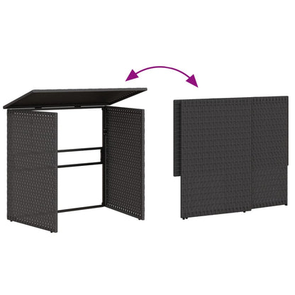 Divano da Giardino con Tavolo e Cuscini a L Nero in Polyrattan | homemem39