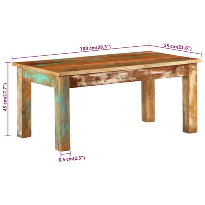 Tavolino da Salotto 100x55x45 cm in Legno Massello di Recupero | homemem39