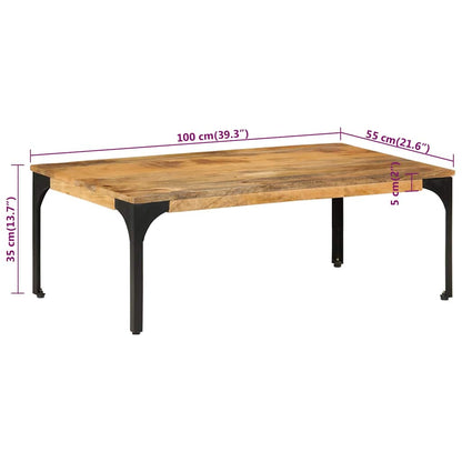 Tavolino da Salotto 100x55x35 cm in Legno Massello di Mango | homemem39